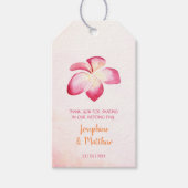 Gastgeschenk Hochzeit der Sunset Plumeria Pink Was Geschenkanhänger (Vorderseite)