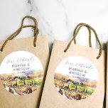 Gastgeschenk Hochzeit der Weinberge im Napa-Tal Runder Aufkleber<br><div class="desc">Napa Valley Weinberge Aquarellfarben Gastgeschenk Hochzeit danke Ihnen Aufkleber</div>