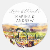 Gastgeschenk Hochzeit der Weinberge im Napa-Tal Runder Aufkleber (Vorderseite)