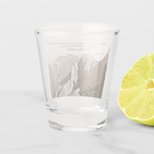 Gastgeschenk Hochzeit des Bergsteigens Schnapsglas (Rückseite)