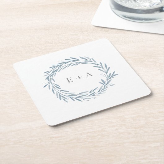 Gastgeschenk Hochzeit des Blauen Wasserfarbenkranz Rechteckiger Pappuntersetzer (angewinkelt)