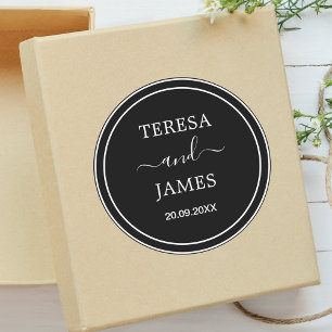 Gastgeschenk Hochzeit des Namens der schwarzen und Runder Aufkleber