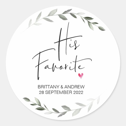 Gastgeschenk Hochzeit Die Lieblings-Leckerei grün Runder Aufkleber (Vorderseite)