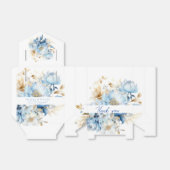 Gastgeschenk Hochzeit "Dusty Blue Floral Gold" Geschenkschachtel (Ungefaltet)