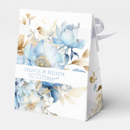 Gastgeschenk Hochzeit "Dusty Blue Floral Gold" Geschenkschachtel