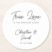 Gastgeschenk Hochzeit einfach, elegant und modern Runder Pappuntersetzer (Vorderseite)