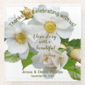 Gastgeschenk Hochzeit Elegante Rose Vollblut Glasuntersetzer (Vorderseite)