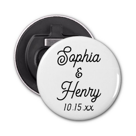 Gastgeschenk Hochzeit Elegante Script Black Typogr Flaschenöffner (Vorderseite)