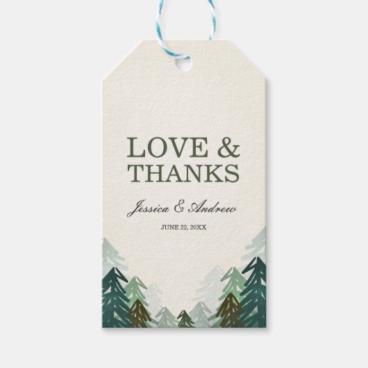 Gastgeschenk Hochzeit Forest Gift Tags Pine Tree A Geschenkanhänger (Vorderseite)