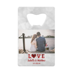 Gastgeschenk Hochzeit Foto Liebe Forever Red Heart Geldbeutel Flaschenöffner