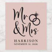 Gastgeschenk Hochzeit Frau Blush Weinetikett (Einzelnes Label)