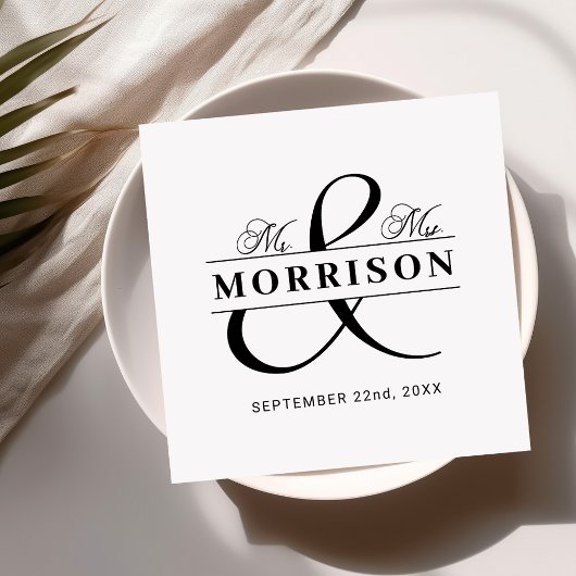 Gastgeschenk Hochzeit Frau Schwarz-weiß Serviette