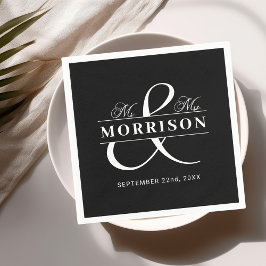 Gastgeschenk Hochzeit Frau Schwarz-weiß Serviette