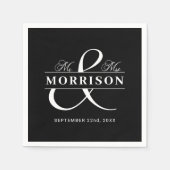 Gastgeschenk Hochzeit Frau Schwarz-weiß Serviette (Vorderseite)