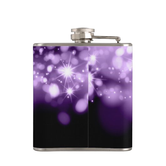 Gastgeschenk Hochzeit funkelnde Lichter Lila Flachmann (Rückseite)