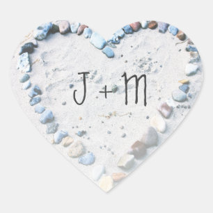 Gastgeschenk Hochzeit für Beach Heart Aufkleber