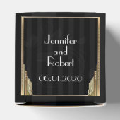 Gastgeschenk Hochzeit für Gold Art Deco Streifen Geschenkschachtel (Oben)