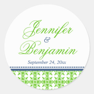 Gastgeschenk Hochzeit für Grüne Marine-Preppy-indi Runder Aufkleber