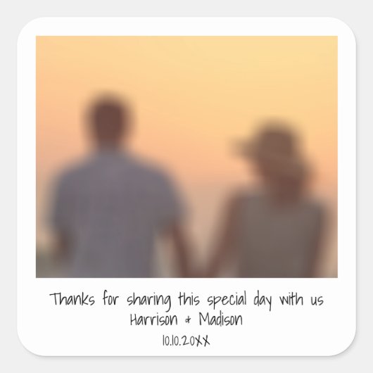 Gastgeschenk Hochzeit für Instant-Foto Quadratischer Aufkleber (Vorderseite)