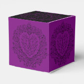 Gastgeschenk Hochzeit für lila und schwarze Herzst Geschenkschachtel (Rückseite)