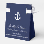 Gastgeschenk Hochzeit für Navy Blue Nautic Geschenkschachtel (Rückseite)