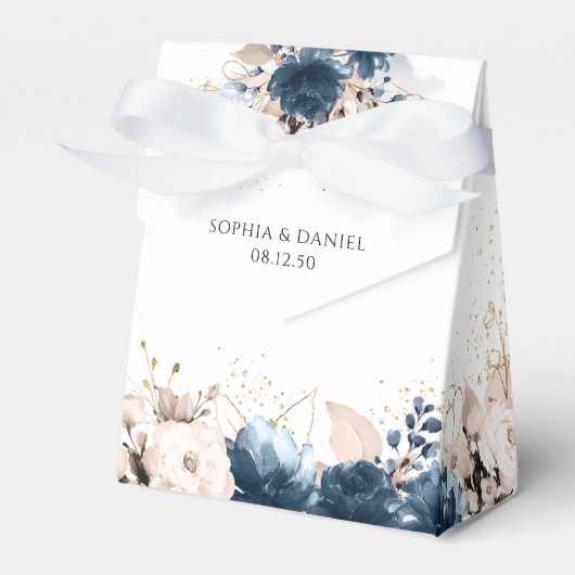 Gastgeschenk Hochzeit für Navy Blue und Dusty Rose Geschenkschachtel (Vorderseite)