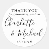 Gastgeschenk Hochzeit für Schwarzweiß-Signatur Runder Aufkleber (Vorderseite)