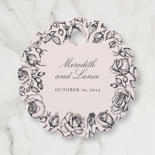 Gastgeschenk Hochzeit für Vintage Schwarze Rose Geschenkanhänger (Vorderseite)