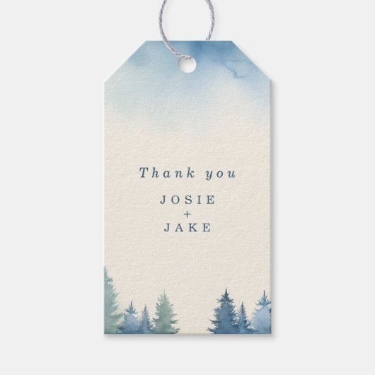 Gastgeschenk Hochzeit für weiche Winterkiefern Geschenkanhänger (Vorderseite)