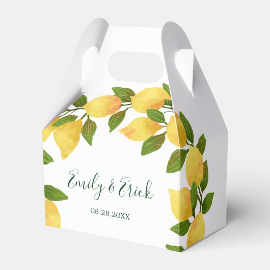 Gastgeschenk Hochzeit für Zitronen und Grünkäfer Geschenkschachtel (Vorderseite)