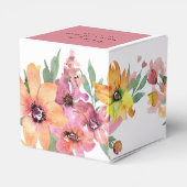 Gastgeschenk Hochzeit Gelb, Orange und Rosa Geschenkschachtel (Rückseite)