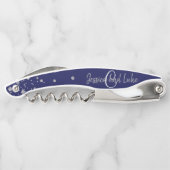 Gastgeschenk Hochzeit Geschenk Elegant Navy Silver Kellnermesser (Rückseite)