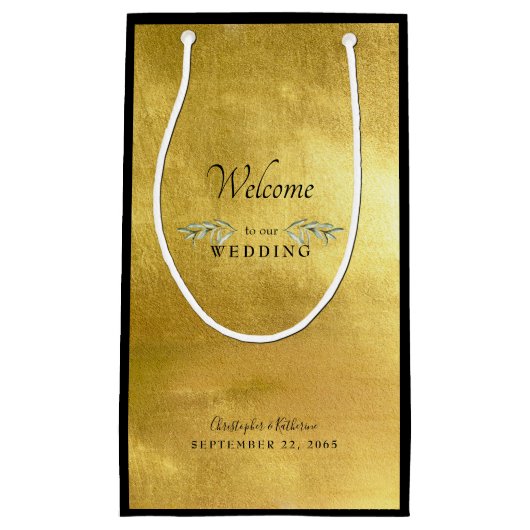 Gastgeschenk Hochzeit Glam Metallic Gold & Black C Kleine Geschenktüte (Vorderseite)