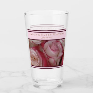 Gastgeschenk Hochzeit Glas Weißrosa Rose Weinakzen