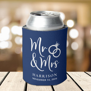 Gastgeschenk Hochzeit Herr und Frau Navy Blue Dosenkühler