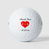 Gastgeschenk Hochzeit Herzinitials Monogram Vielen Golfball (Vorderseite)