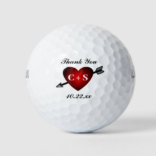 Gastgeschenk Hochzeit Herzinitials Monogram Vielen Golfball (Vorderseite)