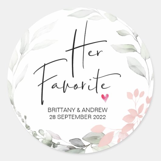 Gastgeschenk Hochzeit Ihre Lieblings-Leckerei Box  Runder Aufkleber (Vorderseite)