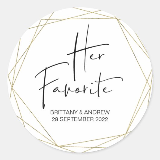 Gastgeschenk Hochzeit Ihre Lieblings-Leckerei Box Runder Aufkleber (Vorderseite)