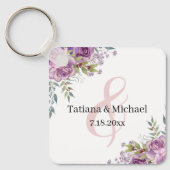 Gastgeschenk Hochzeit in Aquarellfarbe Rosa Schlüsselanhänger (Vorderseite)