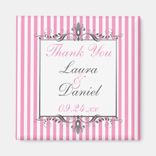 Gastgeschenk Hochzeit in Rosa und Weiß Magnet (Vorne)