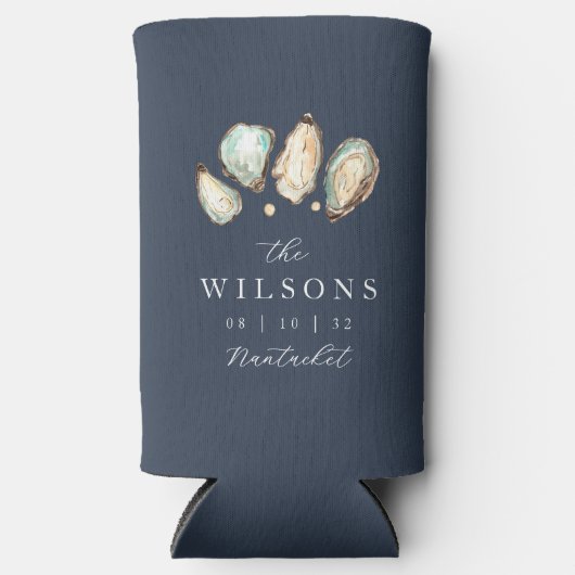 Gastgeschenk Hochzeit Küstengewässer Oyster Selters Dosenkühler (Vorderseite)