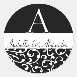 Gastgeschenk Hochzeit-Labels für Monogramm-Namen w Runder Aufkleber