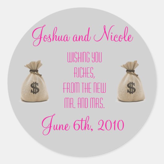 Gastgeschenk Hochzeit Labels! Runder Aufkleber (Vorderseite)