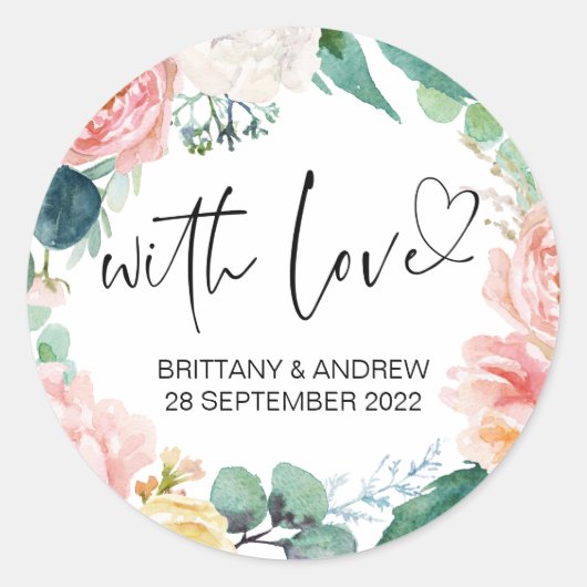 Gastgeschenk Hochzeit Leckerei Beutel Marmelade mi Runder Aufkleber (Vorderseite)