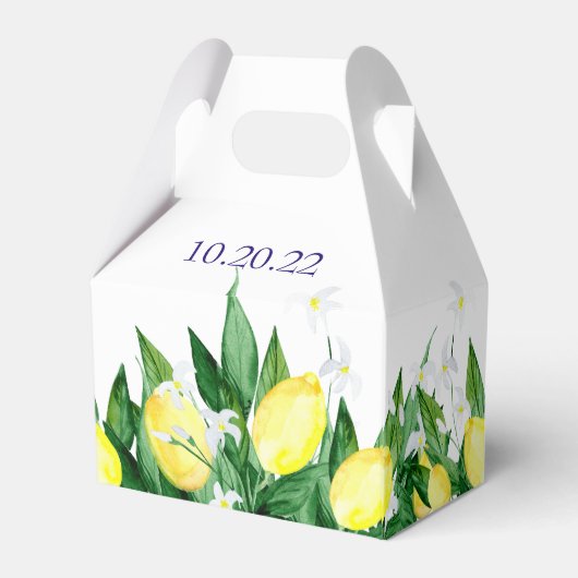 Gastgeschenk Hochzeit Lemon Greenery Blossom Geschenkschachtel (Rückseite)
