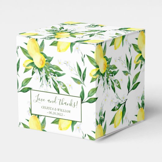 Gastgeschenk Hochzeit Lemon Greenery Blossom Geschenkschachtel (Vorderseite)