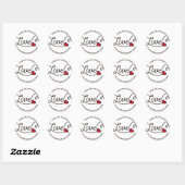 Gastgeschenk Hochzeit Liebe Rotes Herz Typografie  Runder Aufkleber (Blatt)