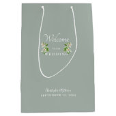 Gastgeschenk Hochzeit Light Sage Names Floral Mittlere Geschenktüte (Vorderseite)