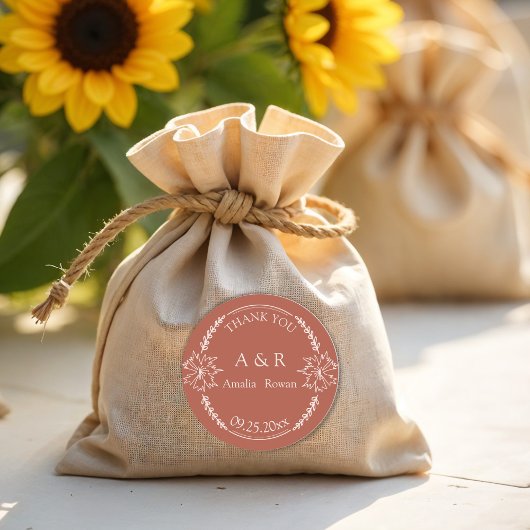 Gastgeschenk Hochzeit Meadow Blume Vielen Dank Runder Aufkleber